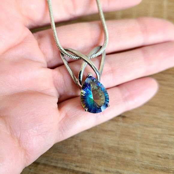 Rainbow Mystic Topaz sterling silver necklace. - Picture 5 of 9
